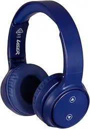 Laser Foldable Wireless Bluetooth Stereo Headphones in Navy Blue - Comfort Foam Ear Cups, 40MM Driver, Hands-Free, Long Battery Life