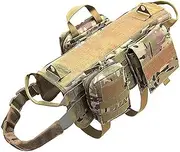 UOSIA Tactical Service Dog Harness Dog Training Vest Pet Harness with Molle Pouches Adjustable Military Working Dog Vest for Small Medium Large Dogs