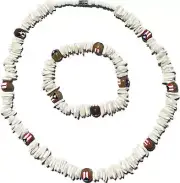 Puerto Rico Flag Unisex Shells & Coconut Wood Bracelet / Necklace