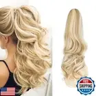Leterly Ponytail Extension Clip in Claw 18" Curly Wavy Pony Tails Clip-on Lon