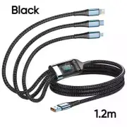 3in1 100W Fast Charging Cable Nylon Universal Multi Function USB Type C Cord AU