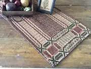 New Primitive EDGEFIELD BRICK RED BLACK TABLE RUNNER Woven Coverlet Topper 56"