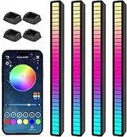 Soulpunk RGB Rechargeable Sound Control Light, Voice-Activated Pickup Music Rhythm Lights, Creative Colorful LED Ambient Light, with 15 Modes Music Sync 32-Bit Audio Spectrum for Car（4 Pack-App）