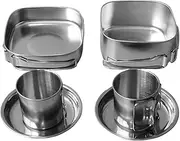 Stainless Steel Camping Cookware Set | Camping Cooking Frying Pans Stockpots, Stewing Frying Portable Outdoor Kitchenware for Hiking Picnic Travel Mountaineering Survival Outside