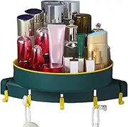 Bathroom Corner Shelf | Bathtub Corner Organizer - 360 Degree Rotating Bath Wall Mounted Stand With Hooks For Soap Towel Shampoo Toothbrush