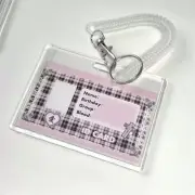 Transparent Card Holder Spring Rope Keychain Cute Photocard Holder Card