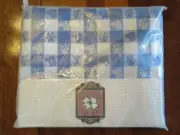 Vintage Cotton TABLECLOTH Dogs Village Square Hilden Halifax w Jacquard Weaving