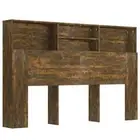 Headboard Cabinet Bed Frame Head Storage Shelf Board Bedhead Smoked Oak 160x1...