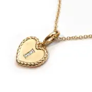 New DAVID YURMAN Heart Initial Charm I 18K Yellow Gold & Diamond 18" Necklace