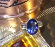 Genuine 925 Sterling Silver Created Tanzanite Ring Size 10.5