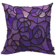 Glass Mosaic Style Linen Throw Pillow Case Purple Abstract Stained Pillow