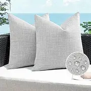 Artscope Outdoor Waterproof Throw Pillow Covers 18x18 Inch Decorative Linen Outdoor Pillows Cushion Case for Patio Couch Sofa - Light Grey