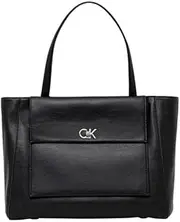 [Calvin Klein] Women's CK MEDIUM SHOPPER W/POCKET Tote, Pvh Black, ONE
