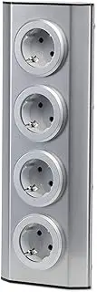 Multiple Socket 4-Way Socket Strip in Silver - 280 x 78 x 78 mm Table Socket, Socket Distributor or Corner Socket for Kitchen Office - Furniture Socket