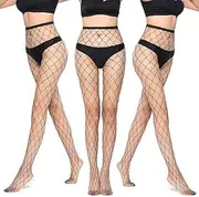 [Generic] 3 Pack Ladies Fishnet Tights High Waist Fishnet Stockings Women Fish Nets Sexy Mesh Tights Fishnet Pantyhose