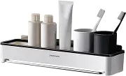 Shower Shelves with Towel Bar Adhesive Bathroom Shelf Wall Mounted No Drilling Shower Storage Basket Heavy Duty Al num Shower Organizer White One Size