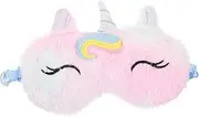 IWOWHERO Cartoon Unicorn Plush Eye Mask for Comfortable Eye Shade Blindfold for Sleeping Light Blocking Design for Travel