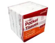 LEADER 2-Ply Facial Tissues Pocket Packs, Travel Size Resealable 16 Packs of 15