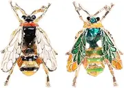 Aswalling Fashion Natural Insect Animal Enamel Brooches Bee Alloy Pins Vintage Jewelry for Women,bee