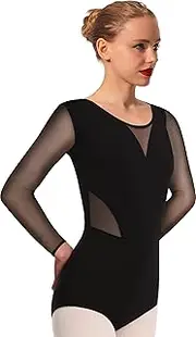 [MOLLDAN] Women Dance Camisole Leotards,Adjustable Straps,Front Breast Lining,Mesh Hollow Back