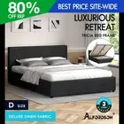 ALFORDSON Bed Frame Double Size Gas Lift Storage Base Fabric Charcoal TRICIA