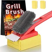 BBQ Grill Brush with Scraper-Removable BBQ Clearning Brush Head with Wire Bristles Brush & 2 Steam Brush-Grill Cleaner Brush Accessories for Gas/Charcoal Grilling Grates-Best