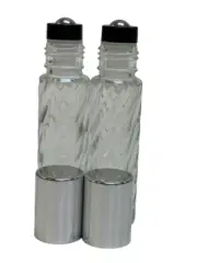 144 Pcs, 10ml SWIRL Glass Rollon Bottle ALUMINUM SILVER Cap & Steel Roller