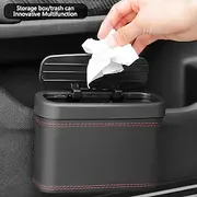 Universal Car Trash Can Vehicle Trash Bin Car Seat Back Door Hanging Storage Box Multi-Functional Car Accessories Foldable Trash Bag Organizer Lidded Car Tras