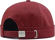 [VKEID] Men's Brimless Hat Hat Men and Women Spring and Autumn Landlord Hat Retro Brimless Hat Brimless Hat (Color : Wine red, Size : X-Large)