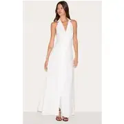 White Button Down Collar Detail Maxi Dress, White