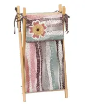 Hamper Bag with Frame Baby Girl Stripe Mosaic Floral Dot Mauve Pink Blue Grey
