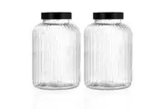 2x Lemon & Lime Brooklyn 5L 26cm Glass Jar Container Food Storage w Lid Clear