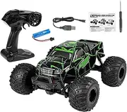 UONNO 1/14 Scale Remote Control Car, 18KM/H Fast RC Monster Truck with Powerful Motor, All Terrain Climbing Off-Road Vehicle, 1500mAh Lithium Battery, Toy for Boys & Kids (Green)