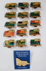 SYDNEY 2000 OLYMPIC GAMES TORCH RELAY PINS FULL SET OF 16 PINS INCLUDES VICTORIA