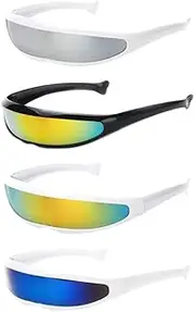 [Lovoski] 4x Funny Futuristic Cyclops Mirror Alien Sunglasses Monoblock Shield Glasses