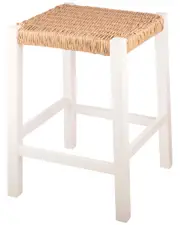 Alaterre Furniture Newport 24in Wood Counter Height Stool with Handcrafted Woven Rope Seat