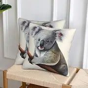 LHDGBWC Decorative Throw Pillows Covers 18x18 Inch Set of 2 Soft Couch Pillow Covers Modern Farmhouse Square Pillow Case Koala and Butterfly Cushion Case for Sofa Couch Bedroom Living Room
