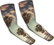 [FHEDVBN] Los Angeles Palm Trees Arm Sleeves Compression Arm Covers for Men Women Outdoor Sun Sleeves Cooling Sports Sleeve, Black