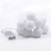 1 Set of 20 LED White 5cm Cotton Ball Battery Powered String Lights Christmas Gift Home Wedding Party Bedroom Decoration Outdoor Indoor Table Centrepiece