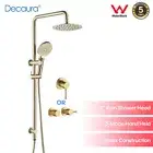 Decaura 8" Rain Shower Head Handheld Shower Brass Sliding Rail Set Brushed Gold