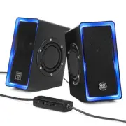 Gaming Computer Speakers with Blue LED Light - SonaVERSE O2i Speakers for Des...
