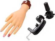 BAZEITFLOW Bendable Nail Practice Hand Model with Mounting Bracket Flexible False Nail Training Tool for Salons and Personal Use Great for and Techniques