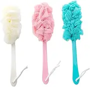 Healeved Bathing Back Rub Brush Set 3pcs Curve Handled Long Handle for Exfoliation