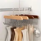 Wooden Clothes Hanger with 8 Hooks Tie Rack Belt Bra Hangers with 360°Rotating H