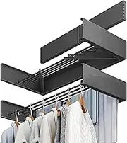 Sleclean Wall Mounted Drying Rack, Collapsible Drying Racks for Laundry, Wall Mounted Clothes Rack (Black, 31.5")