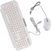 Angoily 1 Set Keyboard Mouse Ergonomic Wired Light up Keyboard and Mouse Headset Mouse for Laptop Computer Keyboard Computer Accessories Backlit Keyboard White Plastic