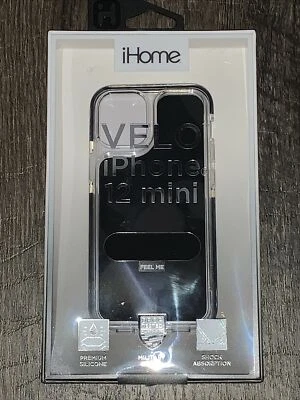 iHome Velo Silicone Impact Case, iPhone 12 Mini, Black, NEW