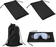Goggle Bag, 4 Pcs Goggle Pouch Bag Microfiber Bag Ski Goggle Bag Drawstring Sunglasses Pouch Bulk Sunglasses Case Goggle Pouch Bag Soft Micro-Fiber Protective Storage Case (Black)