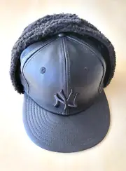 New Era New York Yankees Dog Ear Genuine 100% Leather Deadstock Fitted Hat 7 1/8