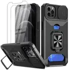 iPhone 13 11 XS SE3 Case Hybrid [Wireless Charging] Card Slot Wallet Stand Cover